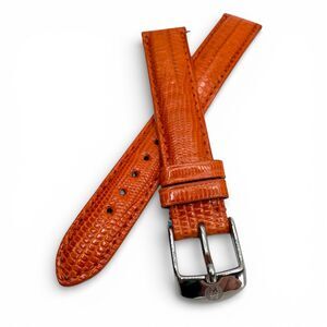 Michele 16mm Genuine Lizard Leather Watch Strap Orange